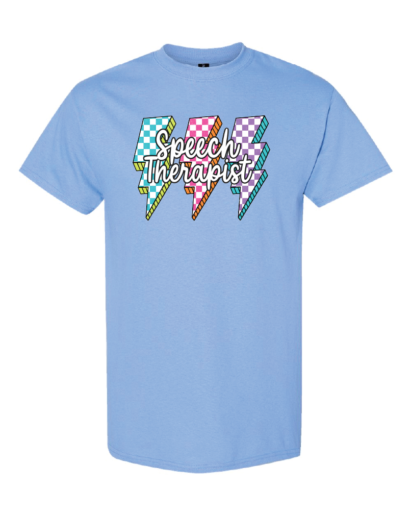 Teacher Titles- Lighting Bolt-Gildan Shirt- Carolina Blue