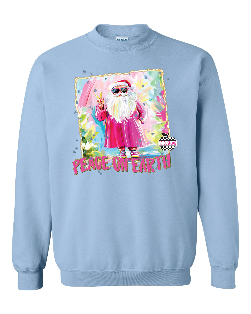 Christmas- Peace on Earth- Adult Sweatshirt- Light Blue