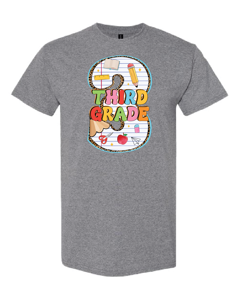 Grade Level- Pencil Numbers- Shirt- Graphite Heather