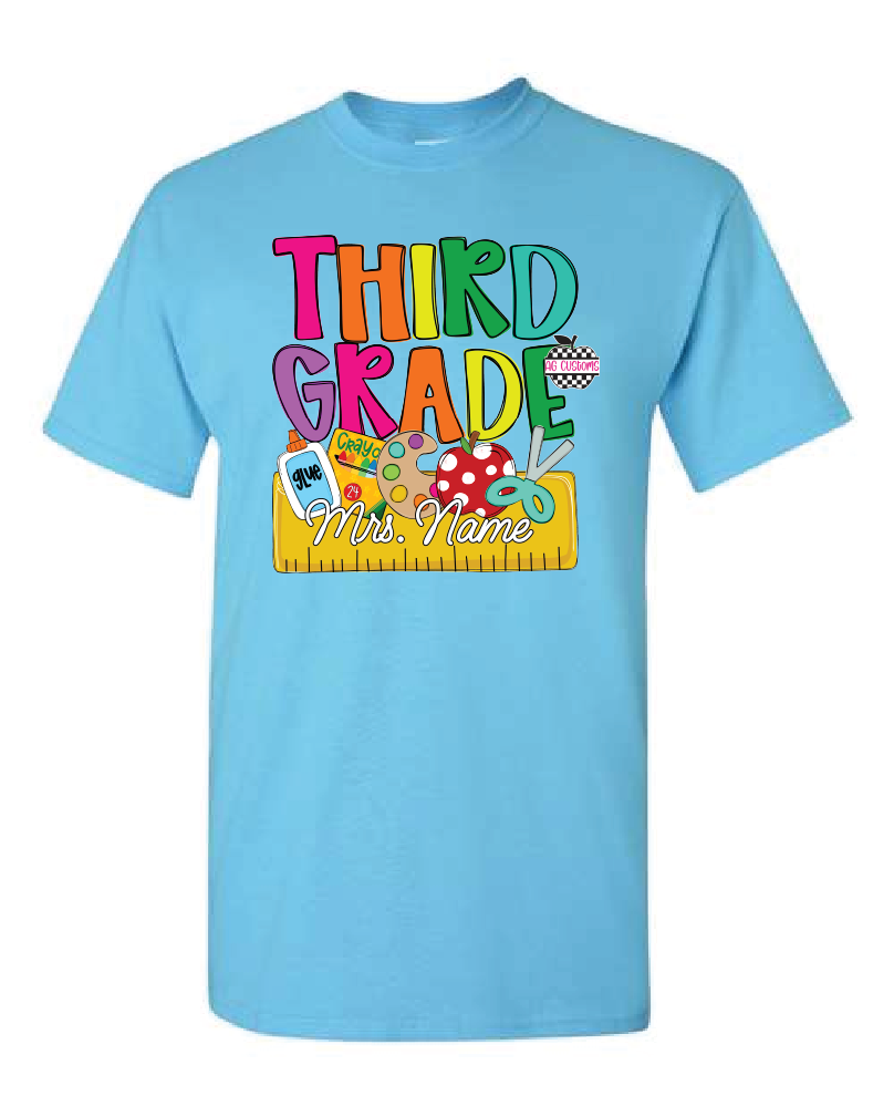 Back to School Name Plate- Grade Level-Shirt- Sky