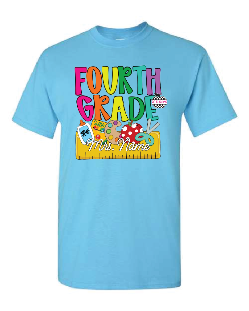 Back to School Name Plate- Grade Level-Shirt- Sky