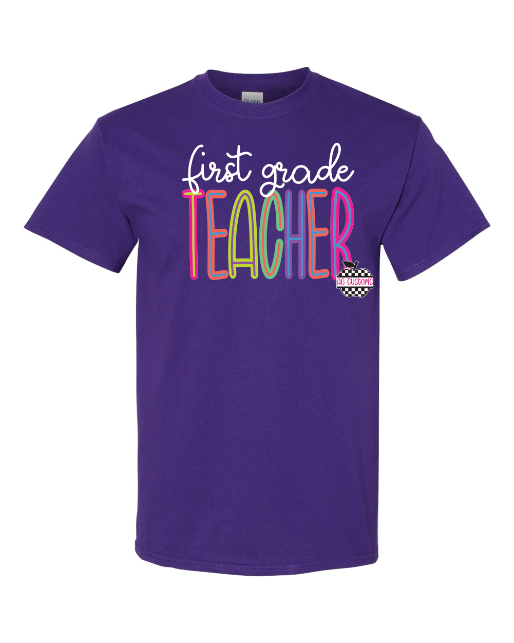 Bright Colors- First Grade-Gildan Shirt- Purple