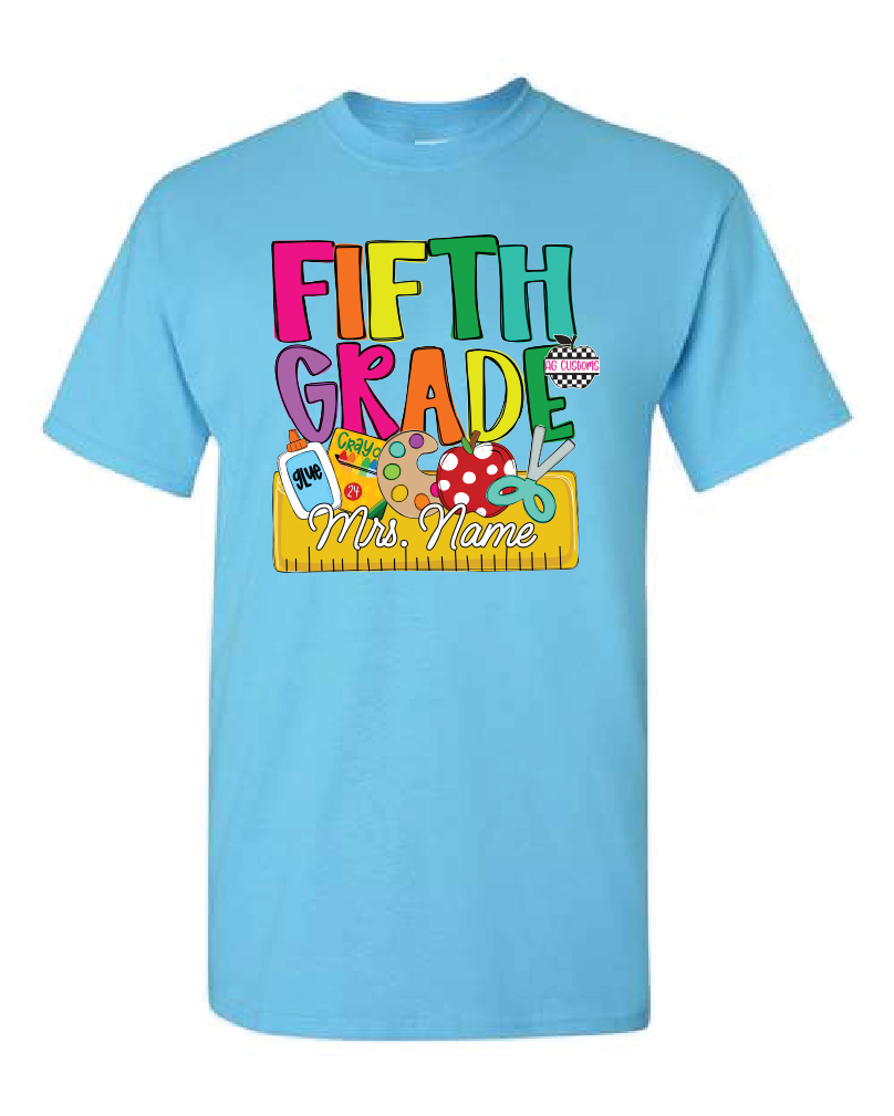 Back to School Name Plate- Grade Level-Shirt- Sky