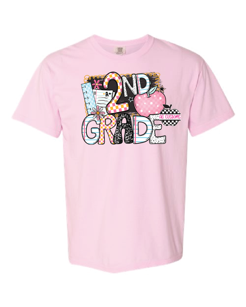 Grade Level- B2S Apple- Comfort Colors Shirt- Blossom