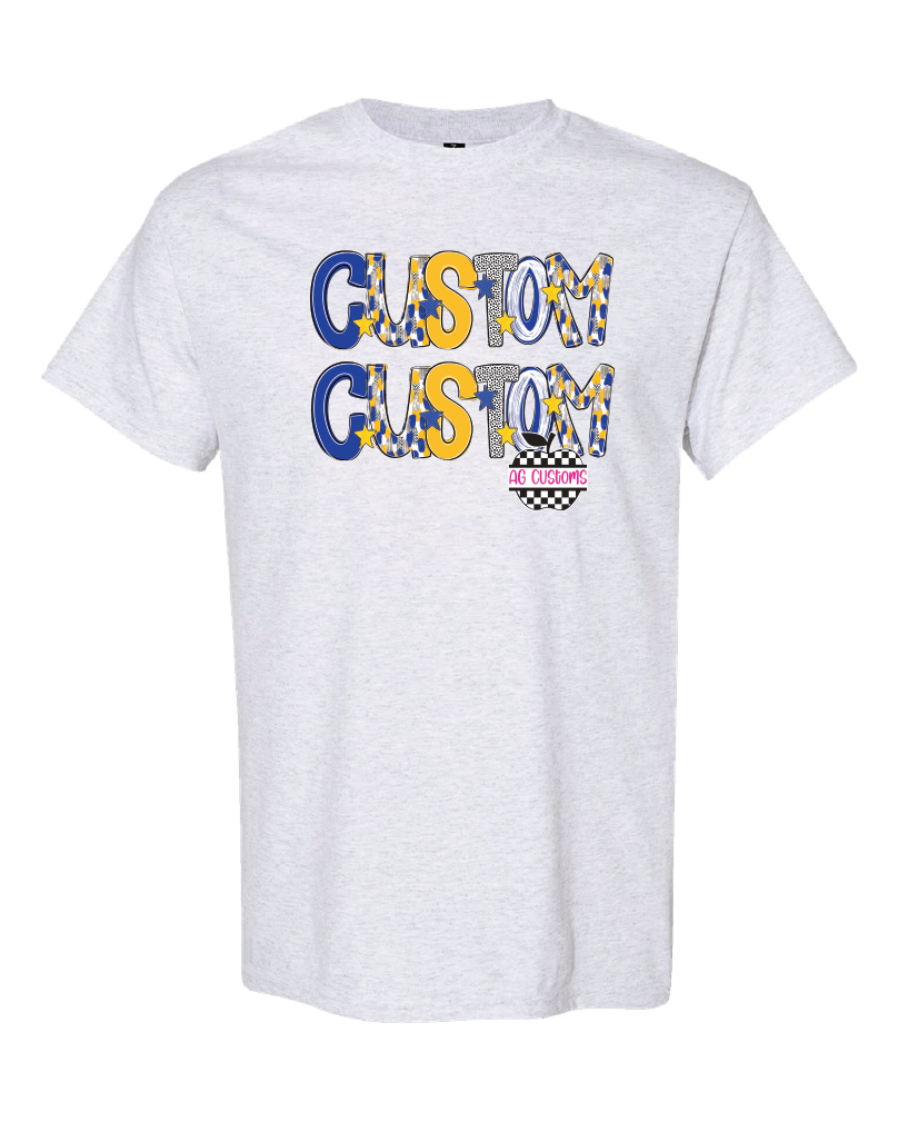 Blue and Yellow Poppy-Gildan Shirt- Ash