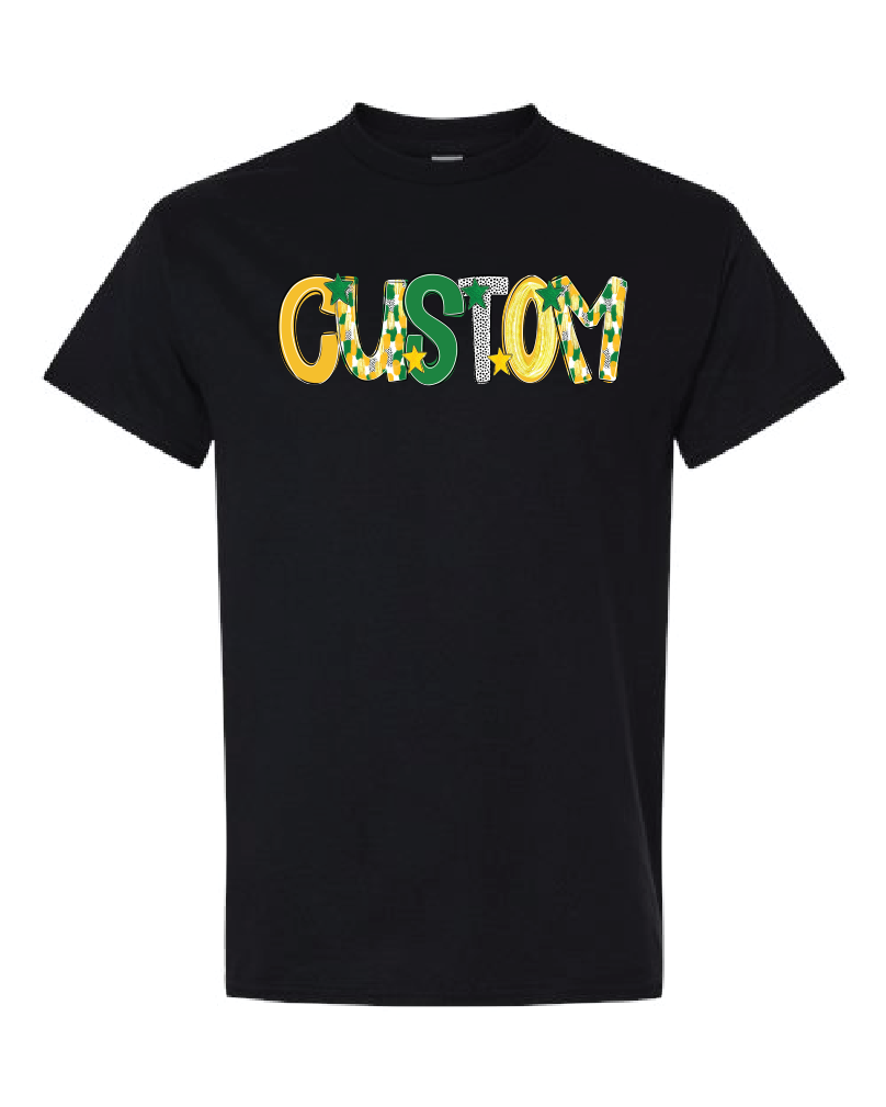 Green and Yellow Poppy-Gildan Shirt- Black