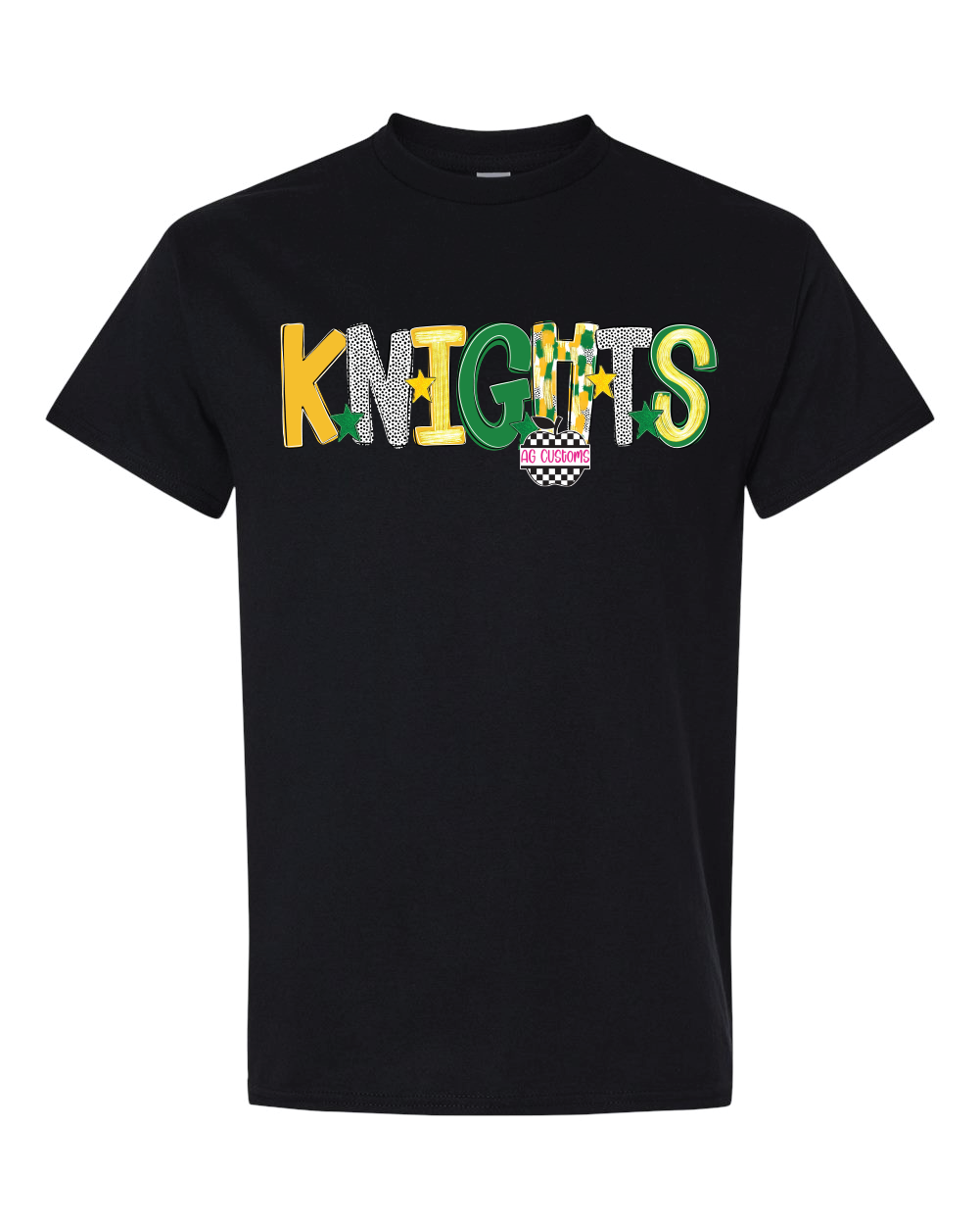 Green and Yellow Poppy-Gildan Shirt- Black