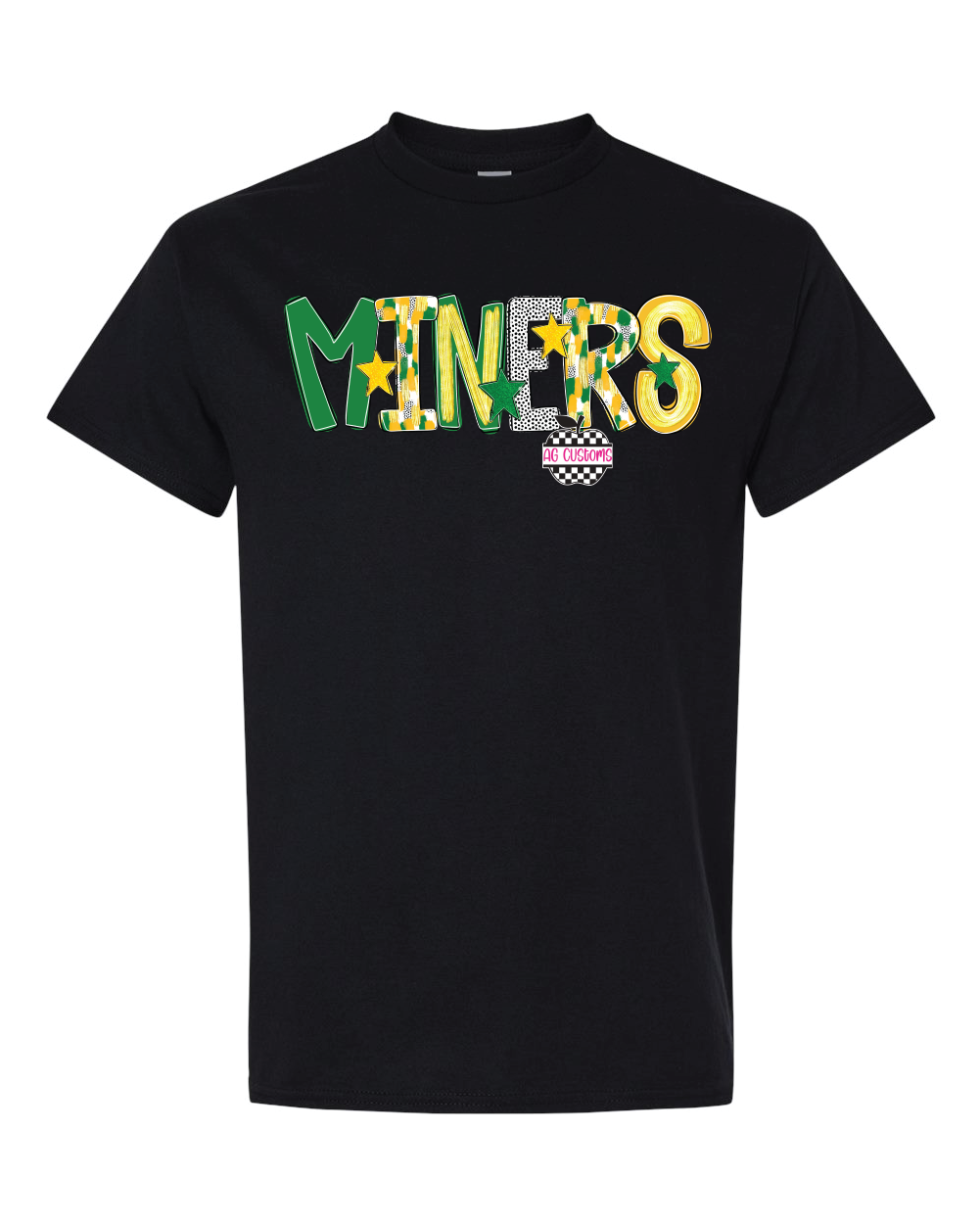 Green and Yellow Poppy-Gildan Shirt- Black