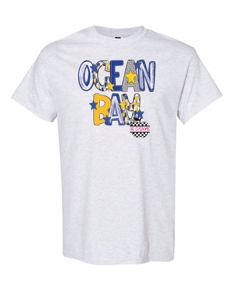 Blue and Yellow Poppy-Gildan Shirt- Ash