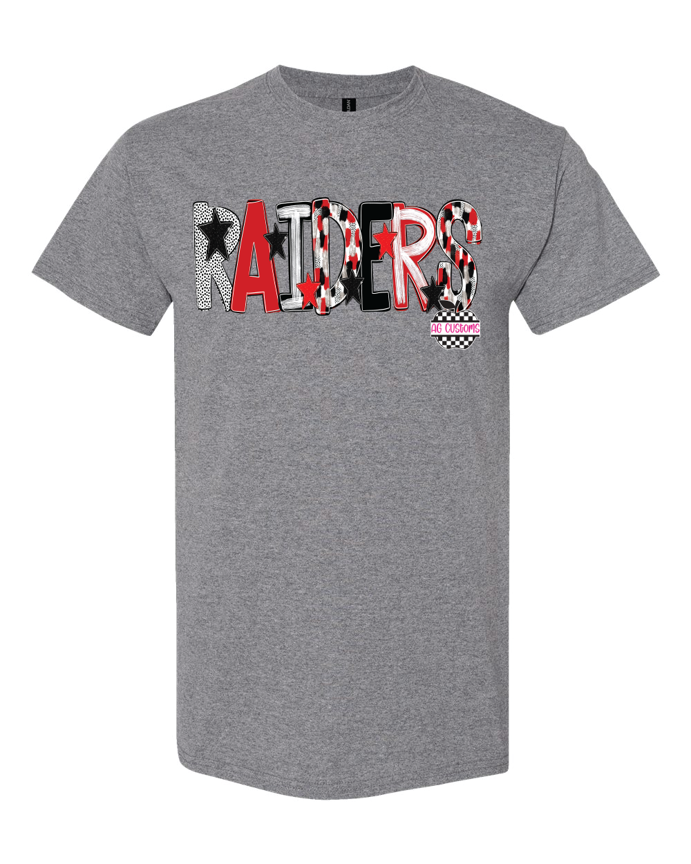 Red and Black Poppy-Gildan Shirt- Graphite Heather