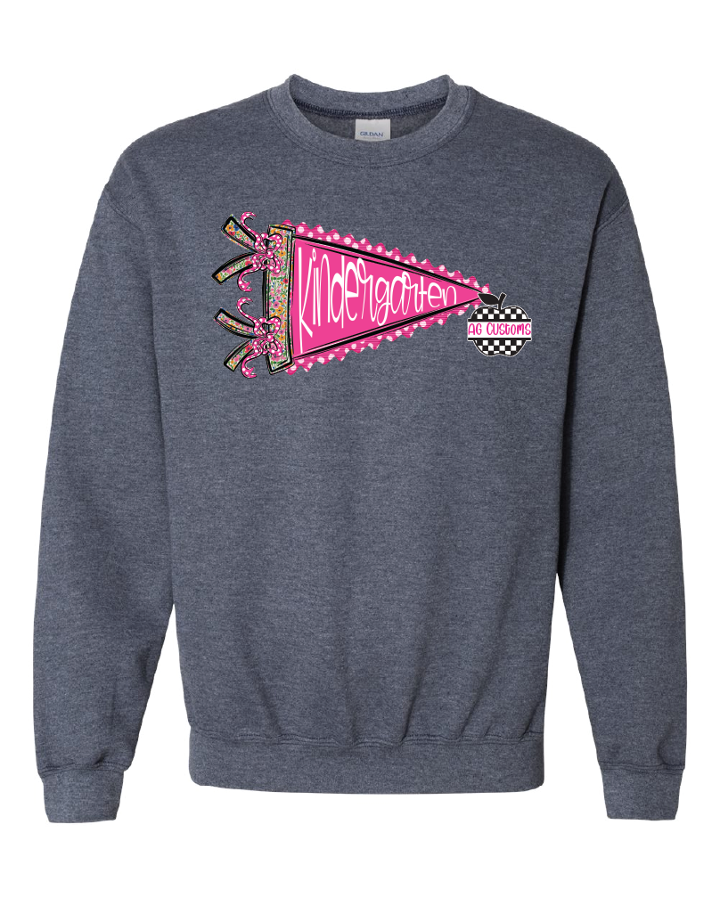 Grade Level- Seersucker Pennant- Adult Sweatshirt- Heather Navy