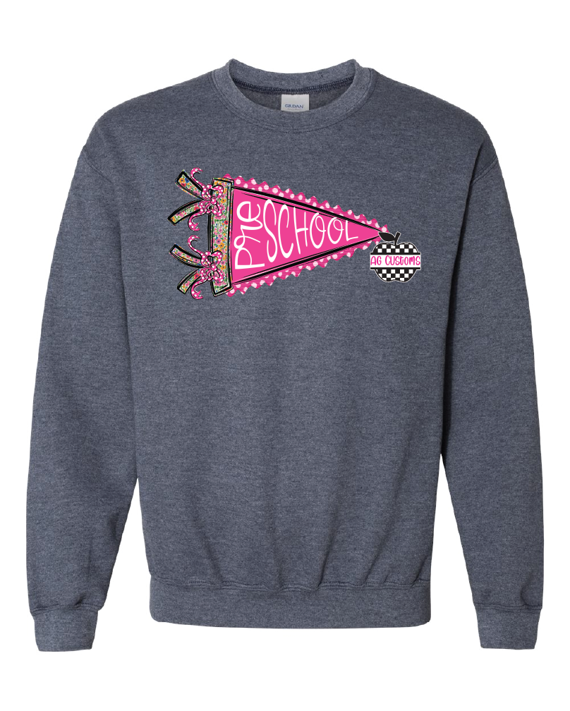 Grade Level- Seersucker Pennant- Adult Sweatshirt- Heather Navy