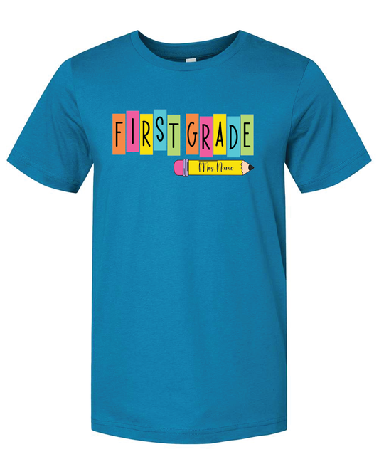 Grade Level Pencil- Bella Shirt- Electric Blue