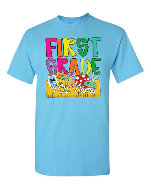 Back to School Name Plate- Grade Level-Shirt- Sky