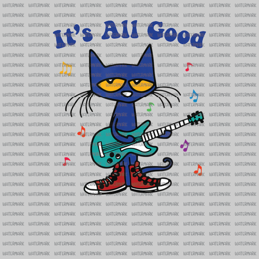 Book Character-Blue Cat It's All Good- DTF Transfer
