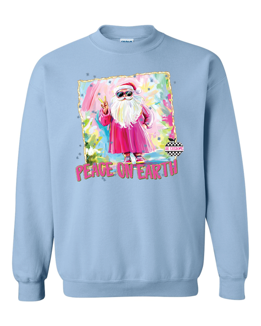 Christmas- Peace on Earth- Adult Sweatshirt- Light Blue