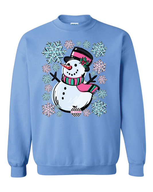 Christmas- Snowman- Adult Sweatshirt- Carolina Blue