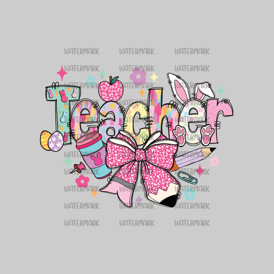 Easter Teacher With Bow -DTF Transfer