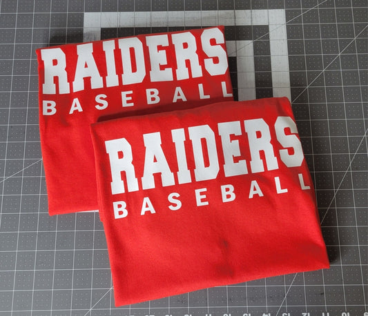 Raiders Baseball - Red Gildan Shirt