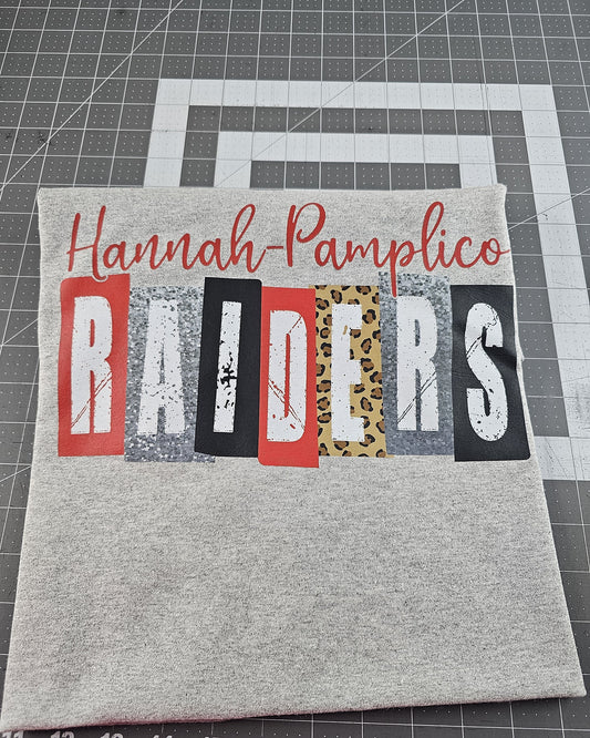 Hannah-Pamplico Raiders- Block Letters  - Sport Grey Gildan Shirt