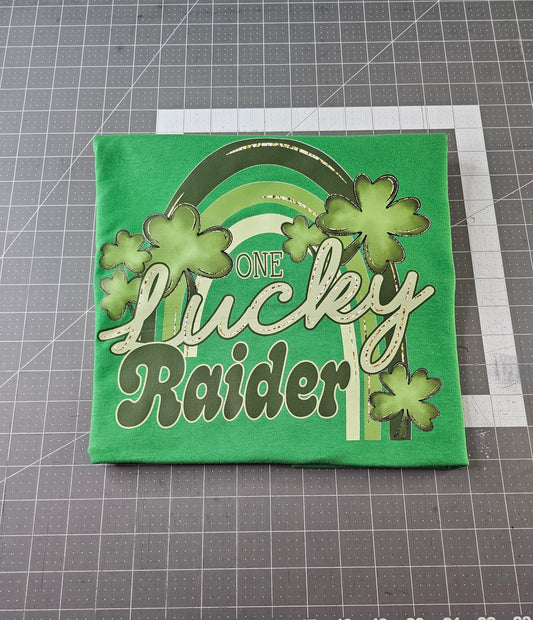 One Lucky- Turf Green Gildan Shirt