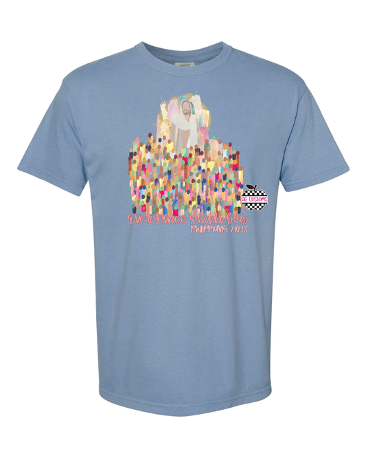 Every Knee Shall Bow- Washed Denim- Comfort Colors