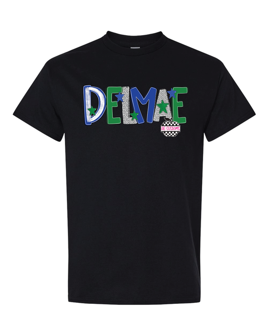 Blue and Green Poppy-Gildan Shirt- Black