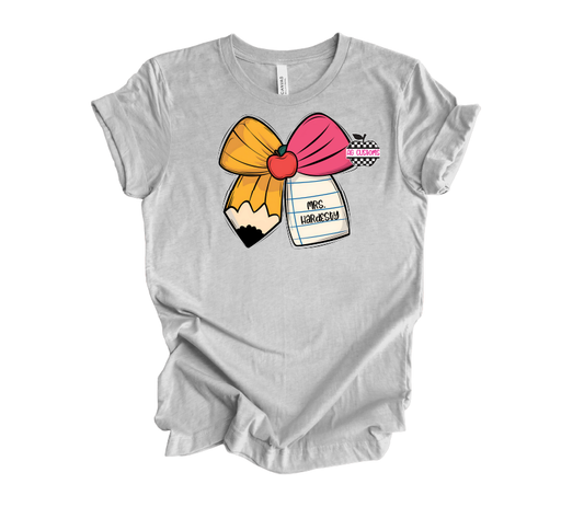 Teacher- Pencil Bow- Bella Shirt