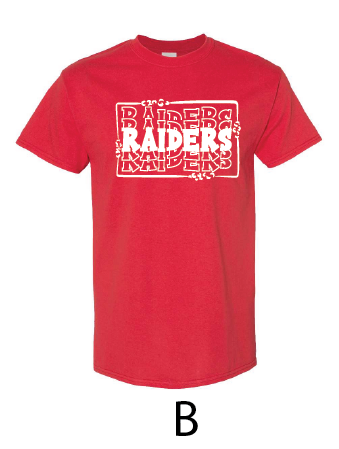 Stacked- Raiders- Red Gildan Shirt