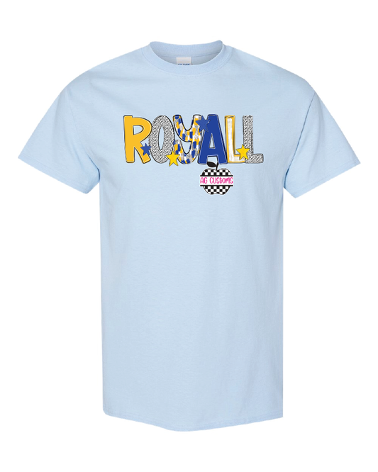 Blue and Yellow Poppy- Royall-Gildan Shirt- Light Blue