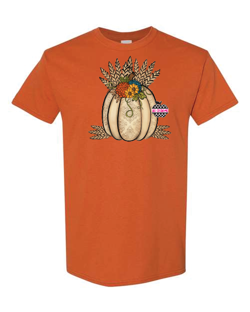 Fall- Pumpkin with Wheat-Shirt - Texas Orange