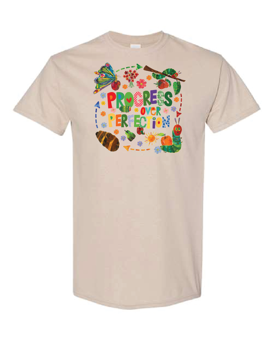 General-Teacher- Progress Over Perfection- Shirt- Sand