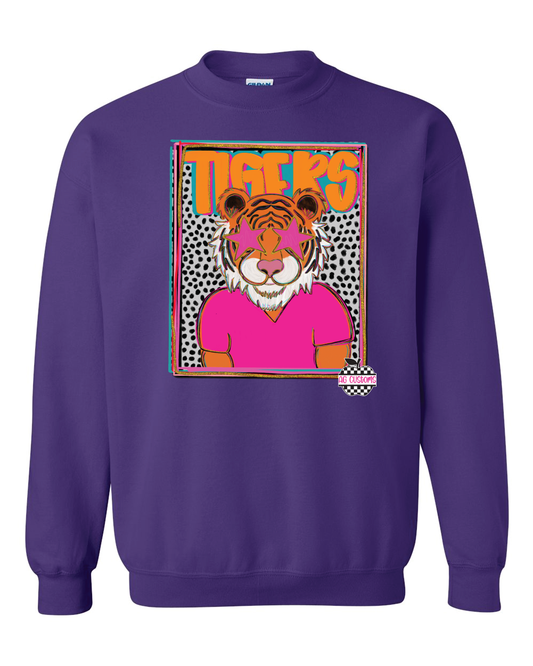 Mascot- Tiger- Adult Sweatshirt- Purple
