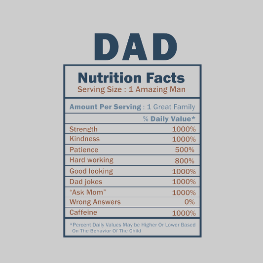 Father's Day- Dad Nutrition Facts -DTF Transfer
